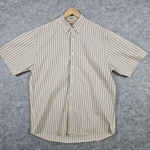 Cutter & Buck Beige‎ Windowpane 100% Cotton XL Short Sleeve Button Up/Down Shirt